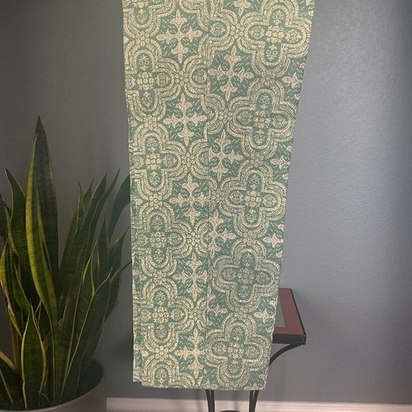 VTG NWOT Italy Brocade Metallic Cigarette Pants Party Holiday NYE Green Gold M - Picture 6 of 13